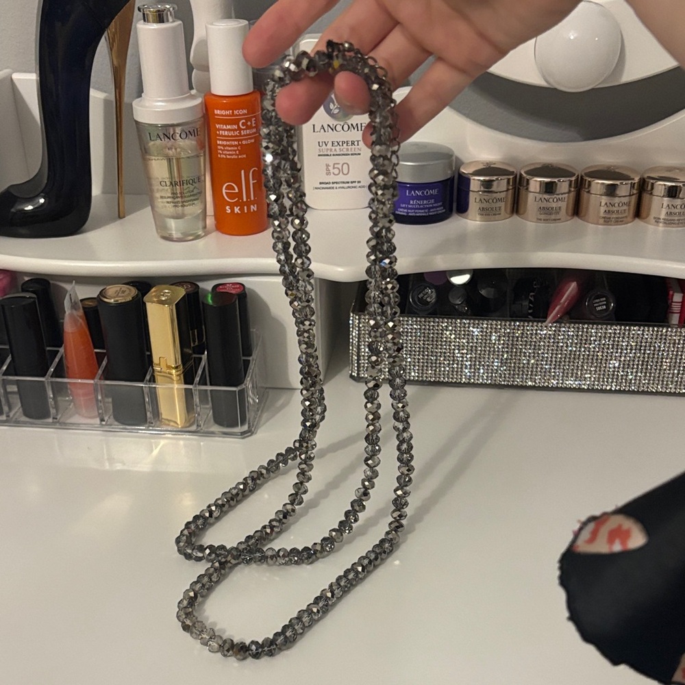 Elegant Silver Sparkly Beaded Women's Necklace